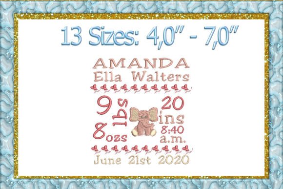 Birth Announcement Template Embroidery