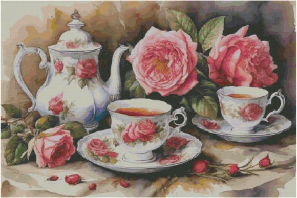 Counted Cross Stitch Patterns Tea Party