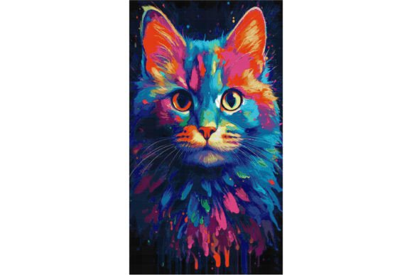 Cute Watercolor Cat Counted Cross Stitch