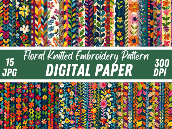 Floral Knitted Embroidery Paper Pattern