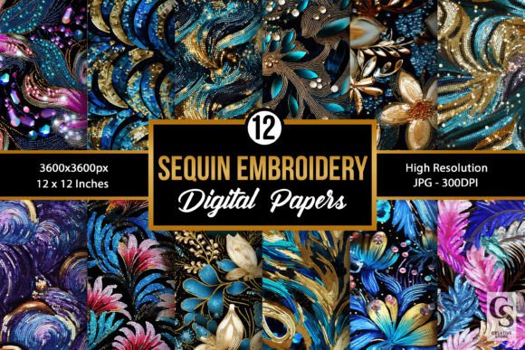 Sequin Embroidery Digital Paper Patterns